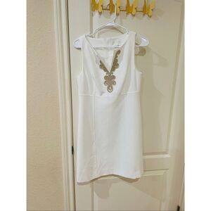 Lilly Pulitzer Shift Dress Gold trim size 4